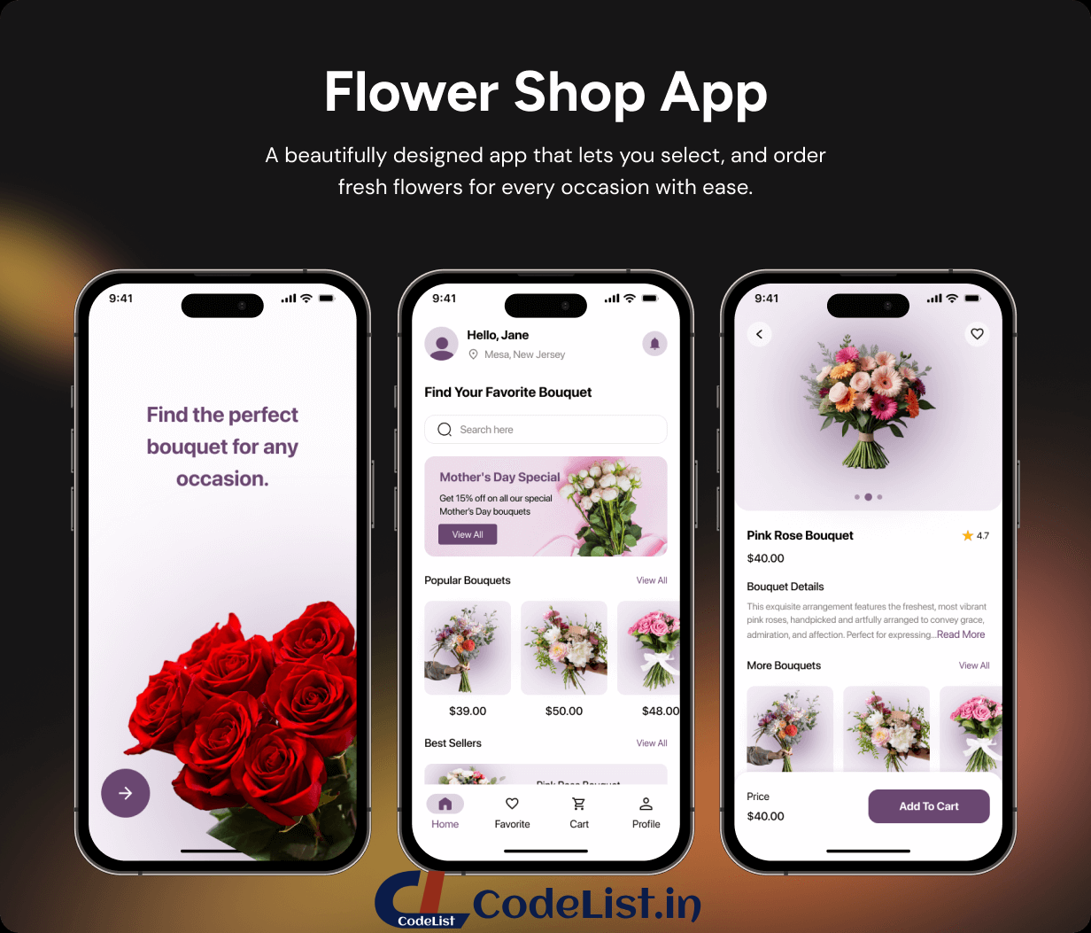 Flower Shop App UI Template | Online Flower Delivery App in Flutter | BloomTrack App Template - 2