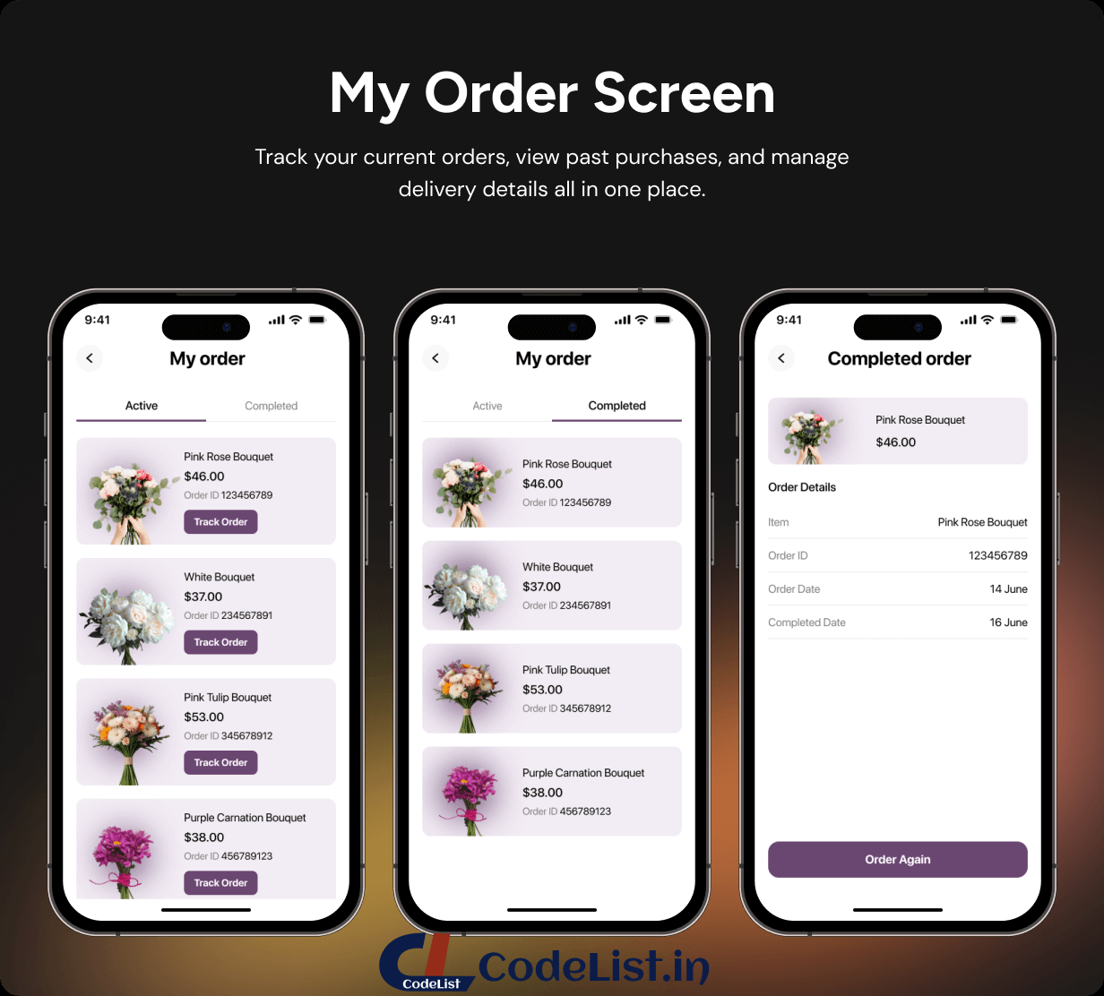 Flower Shop App UI Template | Online Flower Delivery App in Flutter | BloomTrack App Template - 7