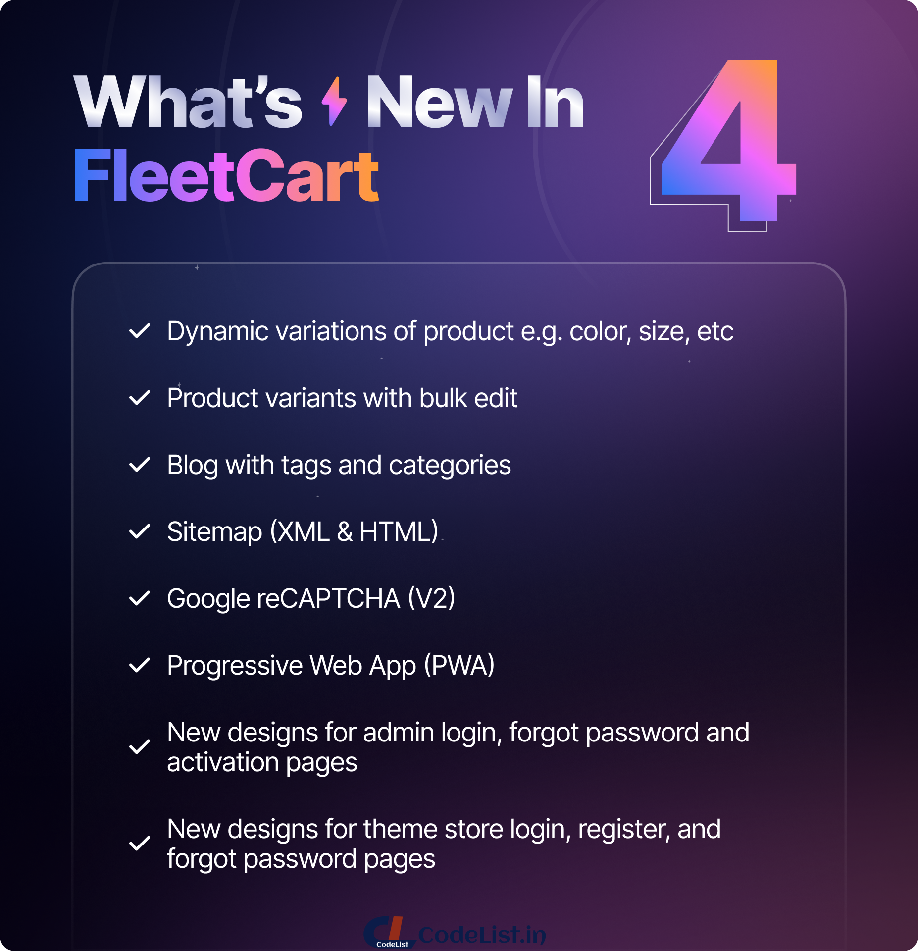 Fleetcart Laravel eCommerce CMS - Update Log