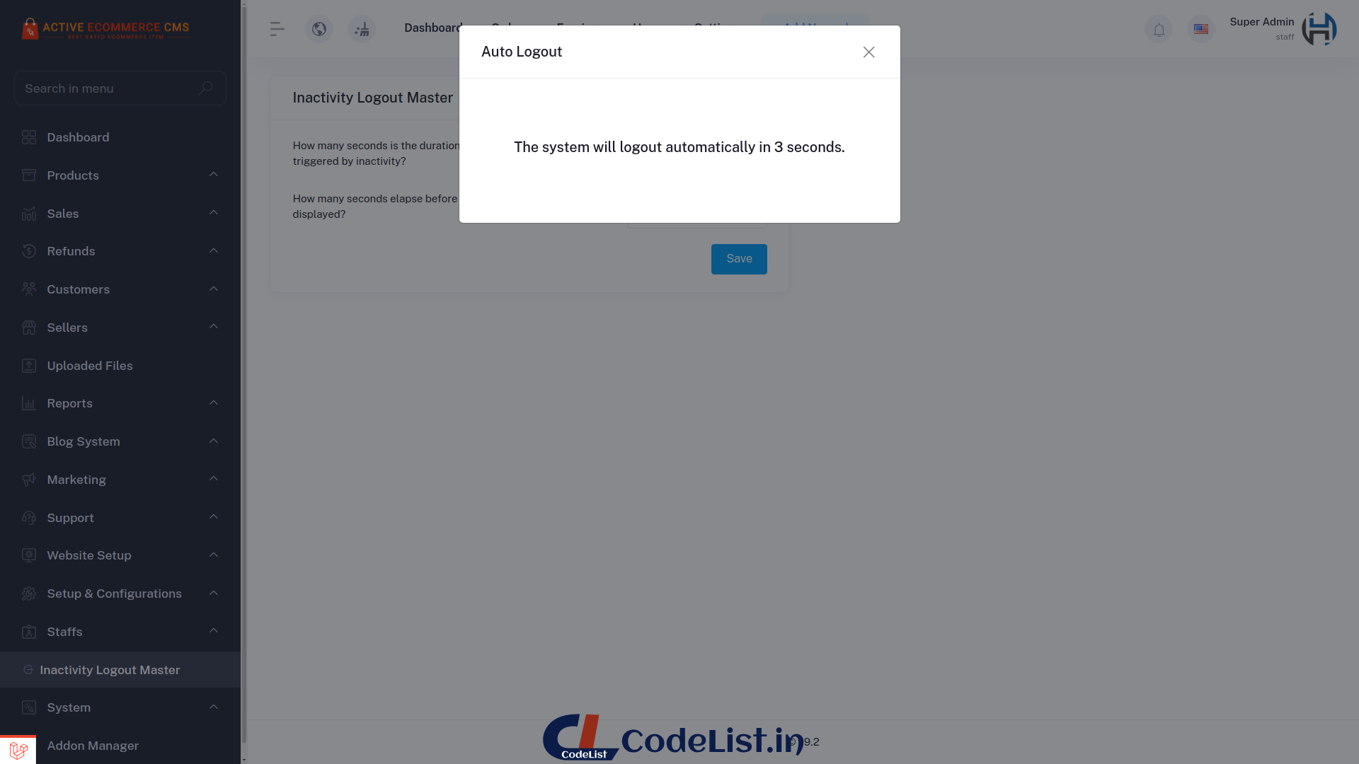 Inactivity Logout Master for Active eCommerce CMS - 2