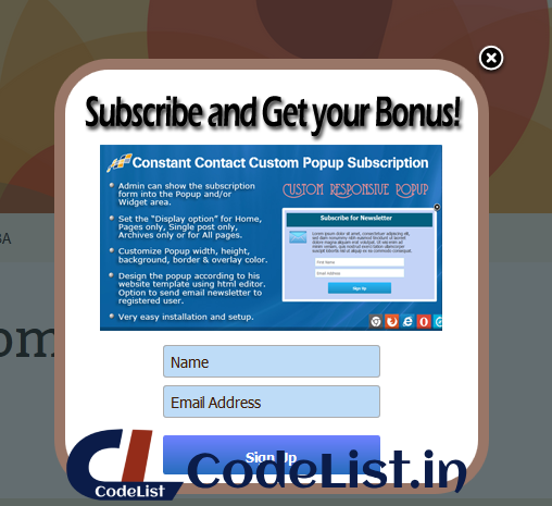 Constant Contact Custom Popup Subscription for WP - 11