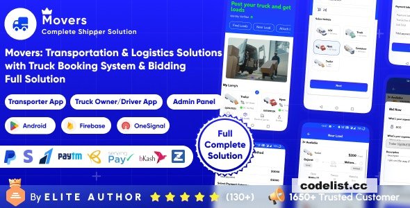 Movers v1.1 – Online Load, Truck Booking & Lorry, Bid, Cargo, Logistics Transport Services Full Solution