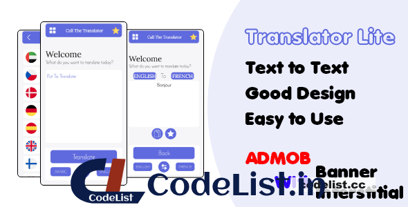 Translator Lite, Text to Text + Admob