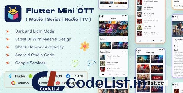 Flutter Mini OTT v4.1.0 – Live Tv, Movie, Videos, Radios