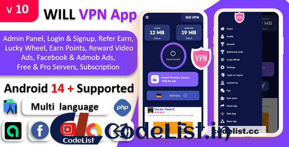 WILL VPN App v10.1 – VPN App With Admin Panel – Secure VPN & Fast VPN