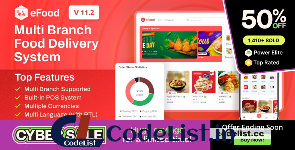 eFood v11.2 – Food Delivery App with Laravel Admin Panel + Delivery Man App – nulled