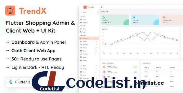 TrendX v1.0 – Flutter Cloth Admin & Client Web + UI Kit