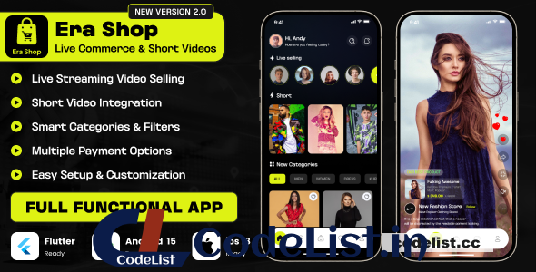 Era Shop v2.0.0 – Live Streaming, Short Video based E-commerce Store Multi Vender