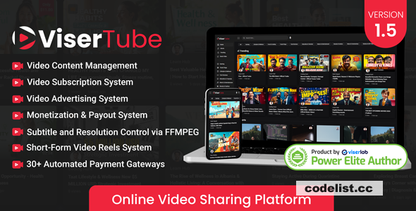 ViserTube v1.6 - Online Video Sharing Platform - nulled